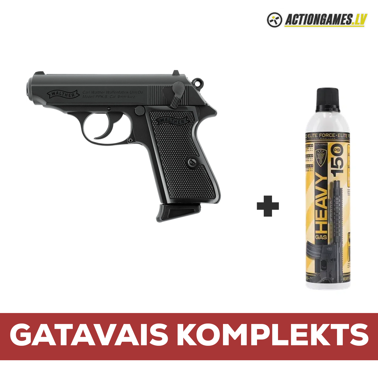 Set | Walther PPK/S Pistol Replica + Elite Force Heavy Gas
