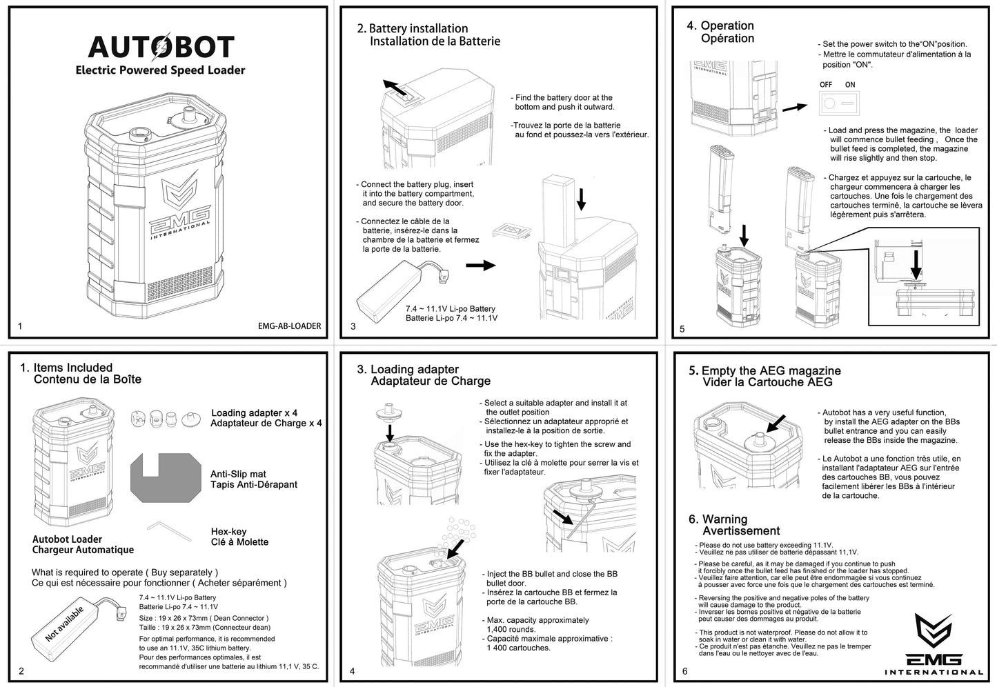 EMG “Autobot” 1400rd Ar LiPo Darbināms Automātiskais Elektriskais Airsoft BB Loader - Black