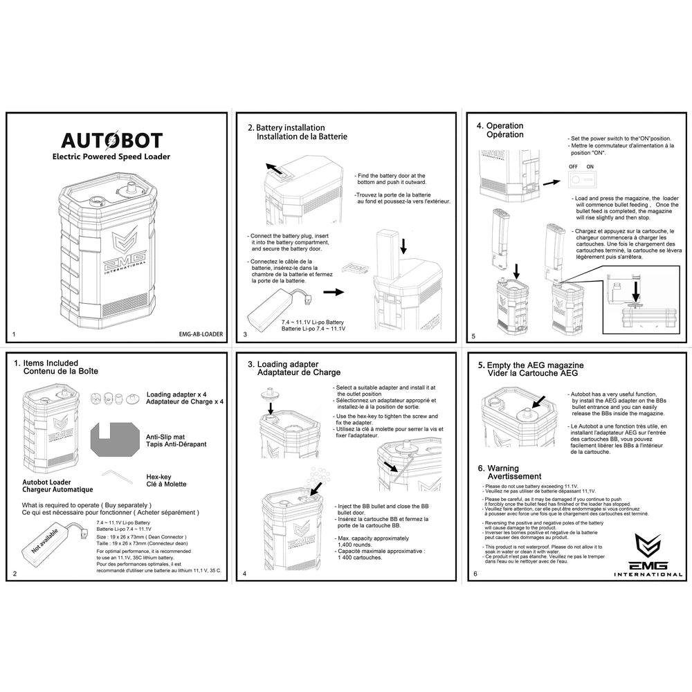 EMG “Autobot” 1400rd Ar LiPo Darbināms Automātiskais Elektriskais Airsoft BB Loader - Black