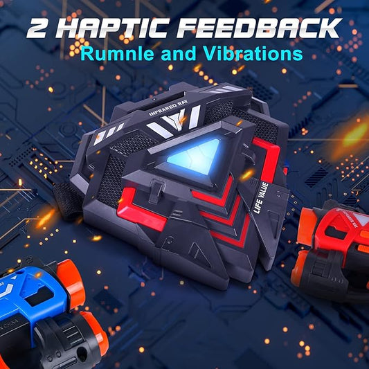 VATOS Mini Lāzertaga Komplekts Ar 4 Ieročiem Un 4 Vestēm