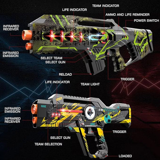 Lāzertag Komplekts Ar 4 Ieročiem Un 4 Vestēm