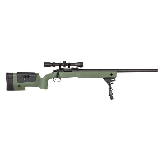 SA-S02 CORE™ High Velocity Snaipera Šautenes Airsoft Replika Ar Tēmēkli Un Divkāji - Olive