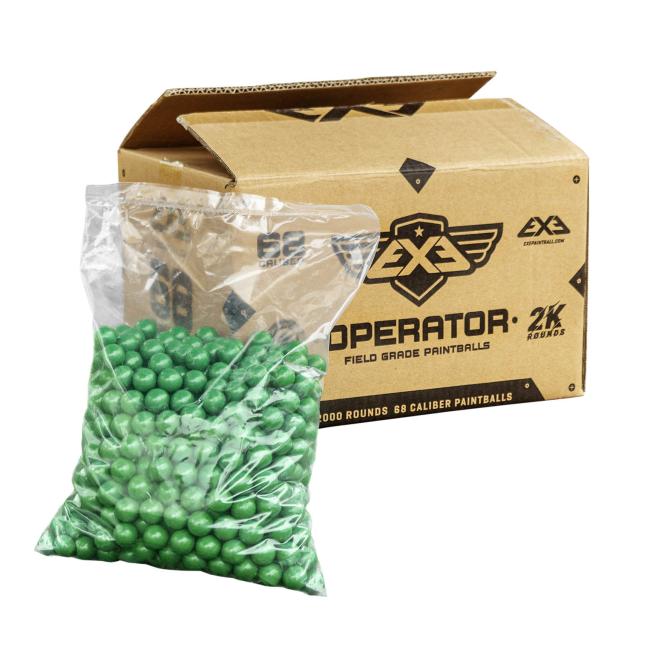 Шарики для пейнтбола EXE Operator 68 калибра - зелёные/жёлтые