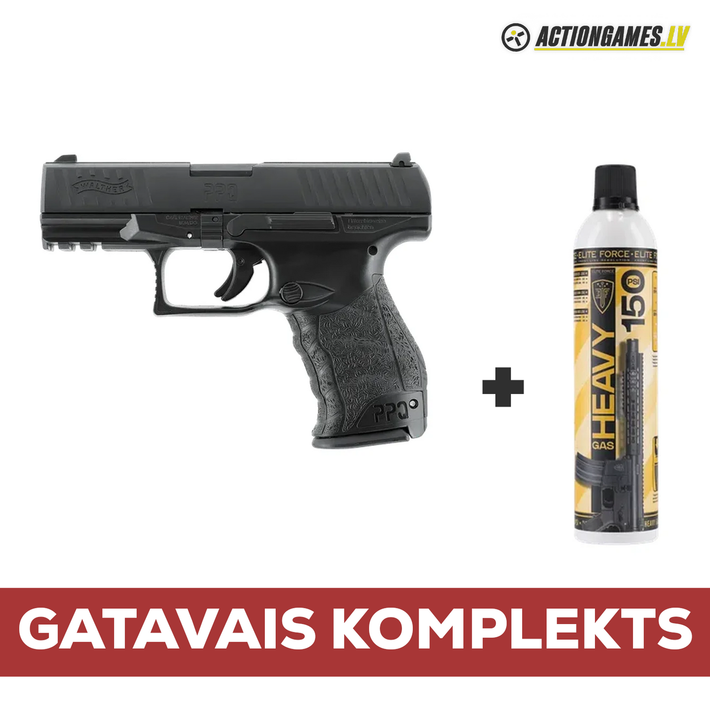 Комплект | Реплика пистолета Walther PPQ M2 + Газовый баллон EliteForce Heavy Gas