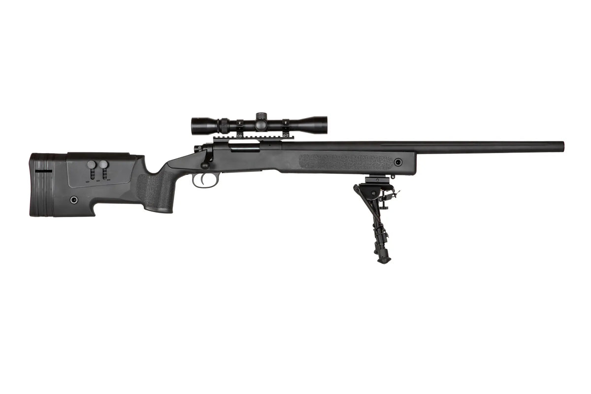 SA-S02 CORE™ High Velocity Snaipera Šautenes Airsoft Replika Ar Tēmēkli Un Divkāji - Black