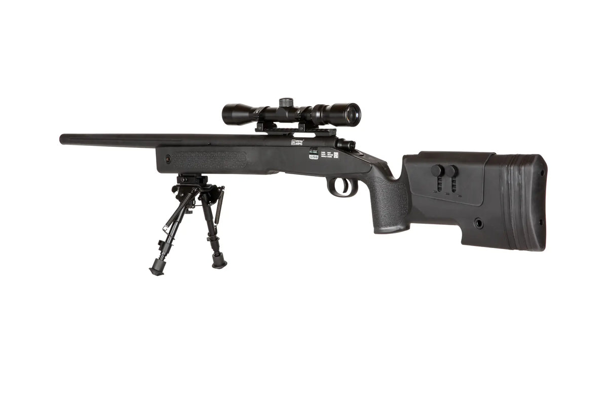 SA-S02 CORE™ High Velocity Snaipera Šautenes Airsoft Replika Ar Tēmēkli Un Divkāji - Black