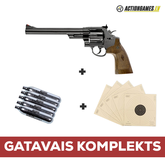 Komplekts | Smith & Wesson M29 8 3/8" Replika + 5gab. 12g CO2 Kapsula + 5gab. Umarex Mērķi