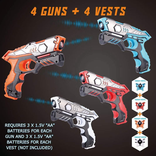 VATOS Mini Laser Tag Set With 4 Guns And 4 Vests