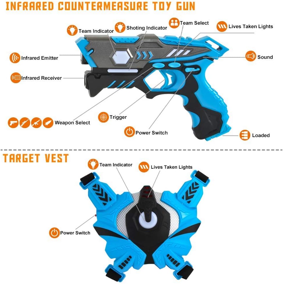 VATOS Mini Laser Tag Set With 4 Guns And 4 Vests