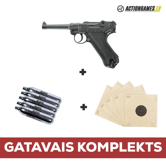 Komplekts | Legends P08 Pistoles Replika + 5gab. 12g CO2 Kapsula + 5gab. Umarex Mērķi