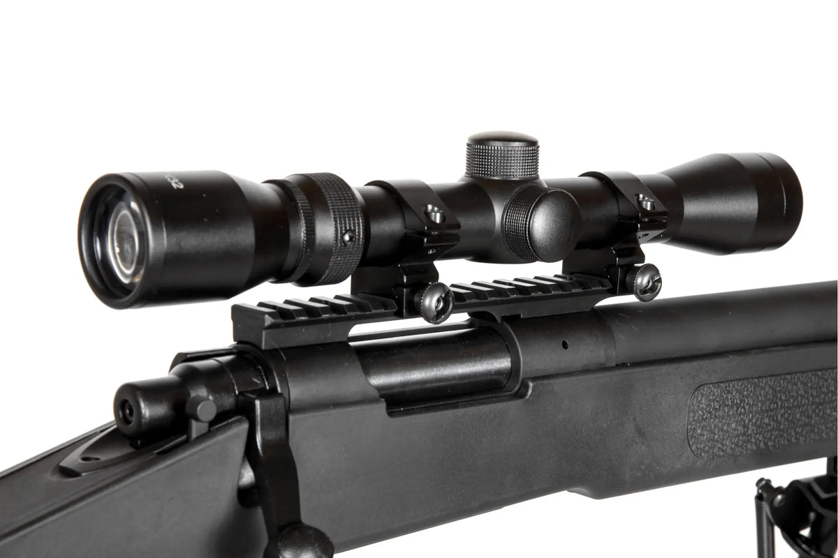 SA-S02 CORE™ High Velocity Snaipera Šautenes Airsoft Replika Ar Tēmēkli Un Divkāji - Black