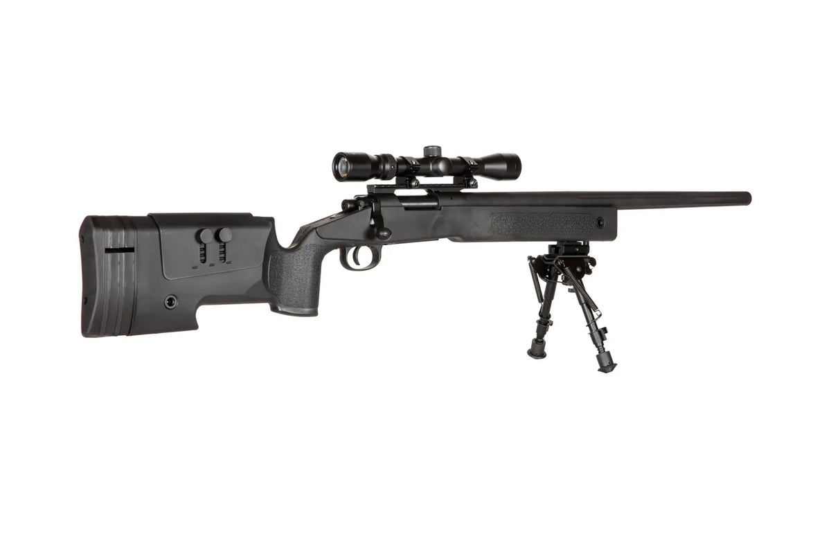 SA-S02 CORE™ High Velocity Snaipera Šautenes Airsoft Replika Ar Tēmēkli Un Divkāji - Black