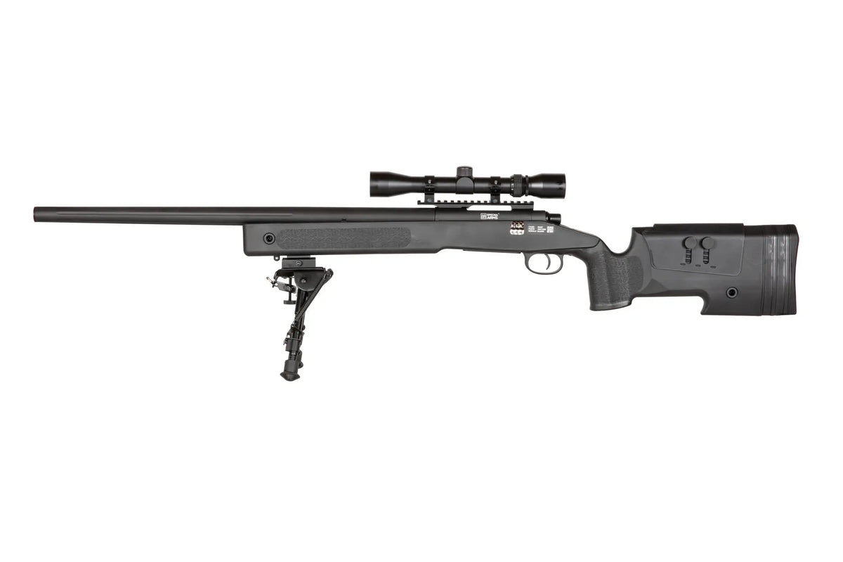 SA-S02 CORE™ High Velocity Snaipera Šautenes Airsoft Replika Ar Tēmēkli Un Divkāji - Black