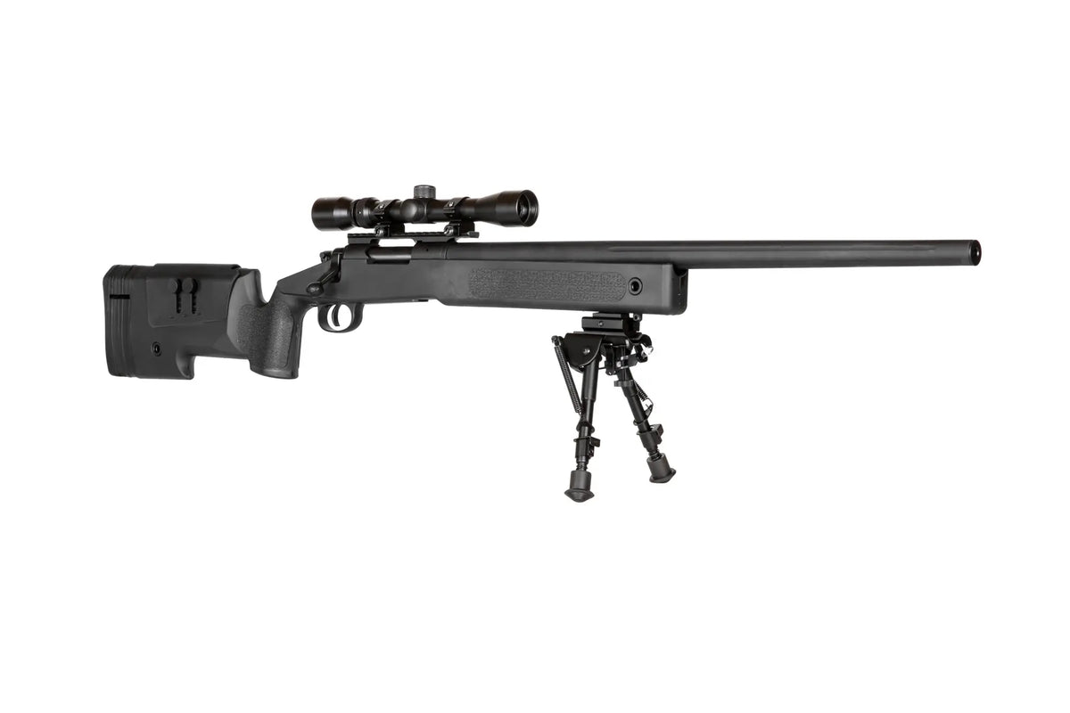 SA-S02 CORE™ High Velocity Snaipera Šautenes Airsoft Replika Ar Tēmēkli Un Divkāji - Black