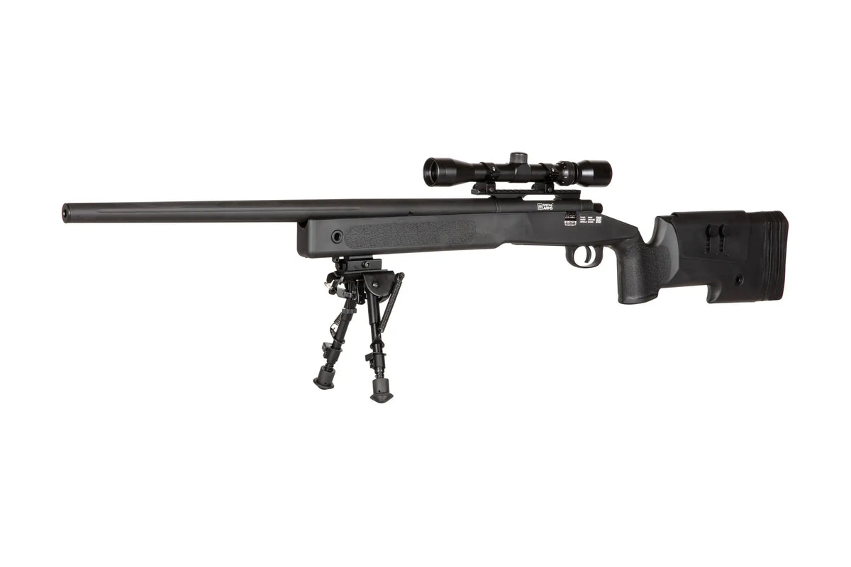 SA-S02 CORE™ High Velocity Snaipera Šautenes Airsoft Replika Ar Tēmēkli Un Divkāji - Black