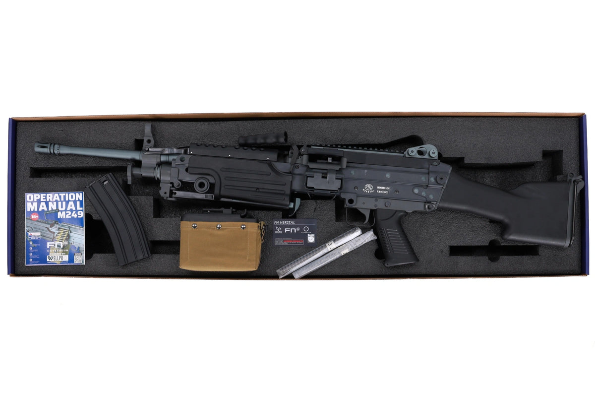 FN Herstal M249 MK2 Twin Motor EDGE AEG airsoft ložmetējs — melns