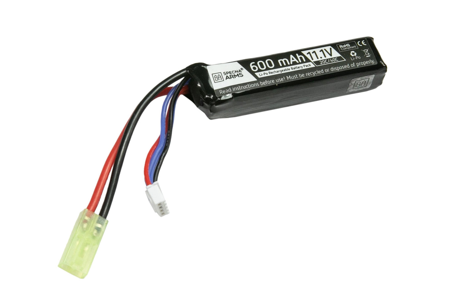 Akumulators Specna Arms LiPo 11.1V 600mAh 20/40C - Priekš PDW - Mini-Tamiya