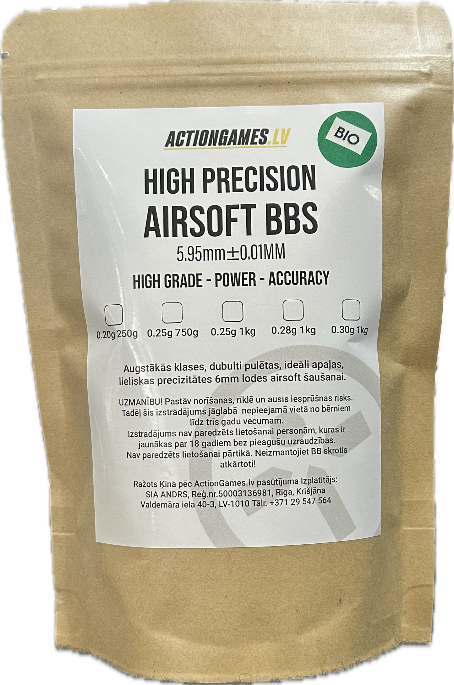 ActionGames.lv Augstas Precizitātes BIO BBs 0.25g - 750g